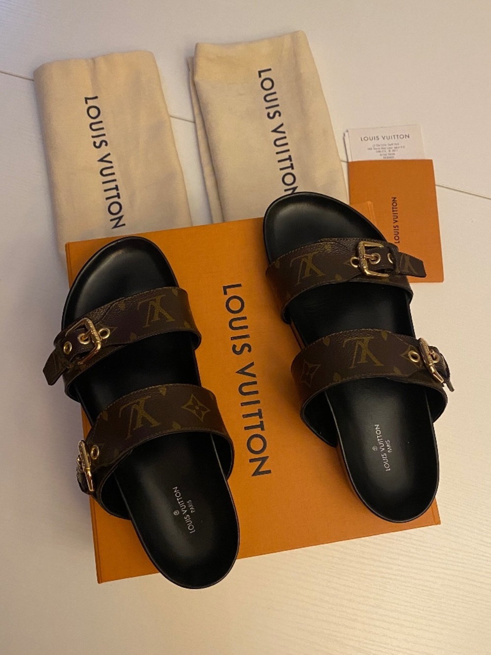 LOUIS VUITTON Bom Dia Flat Comfort Mule Size US 8.5 - Picture 2 of 14